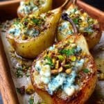 roasted pears blue cheese pistachios
