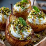 roasted pears cream cheese pistachios