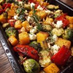 roasted pumpkin brussels sprouts red pepper