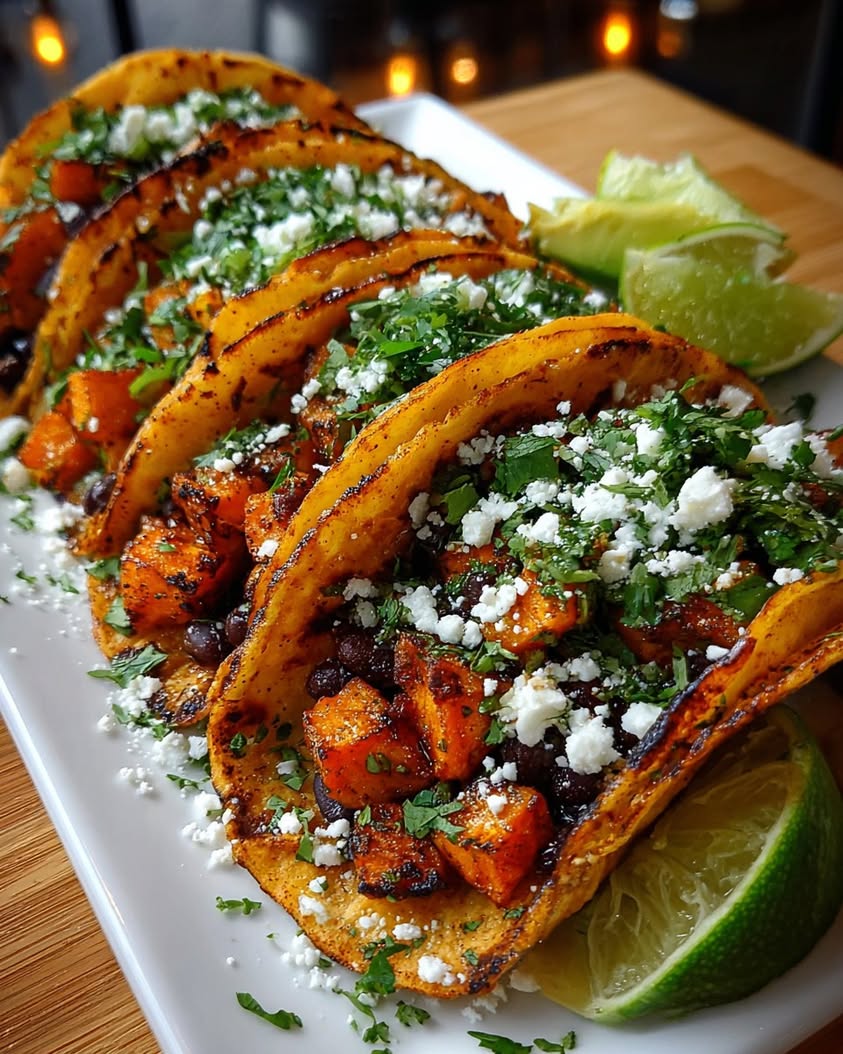roasted sweet potato black bean tacos