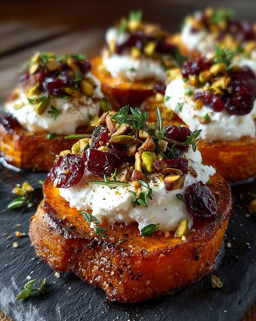 roasted sweet potato burrata cranberries