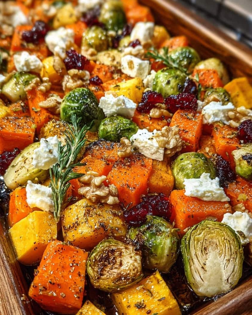 roasted sweet potato carrots brussels squash