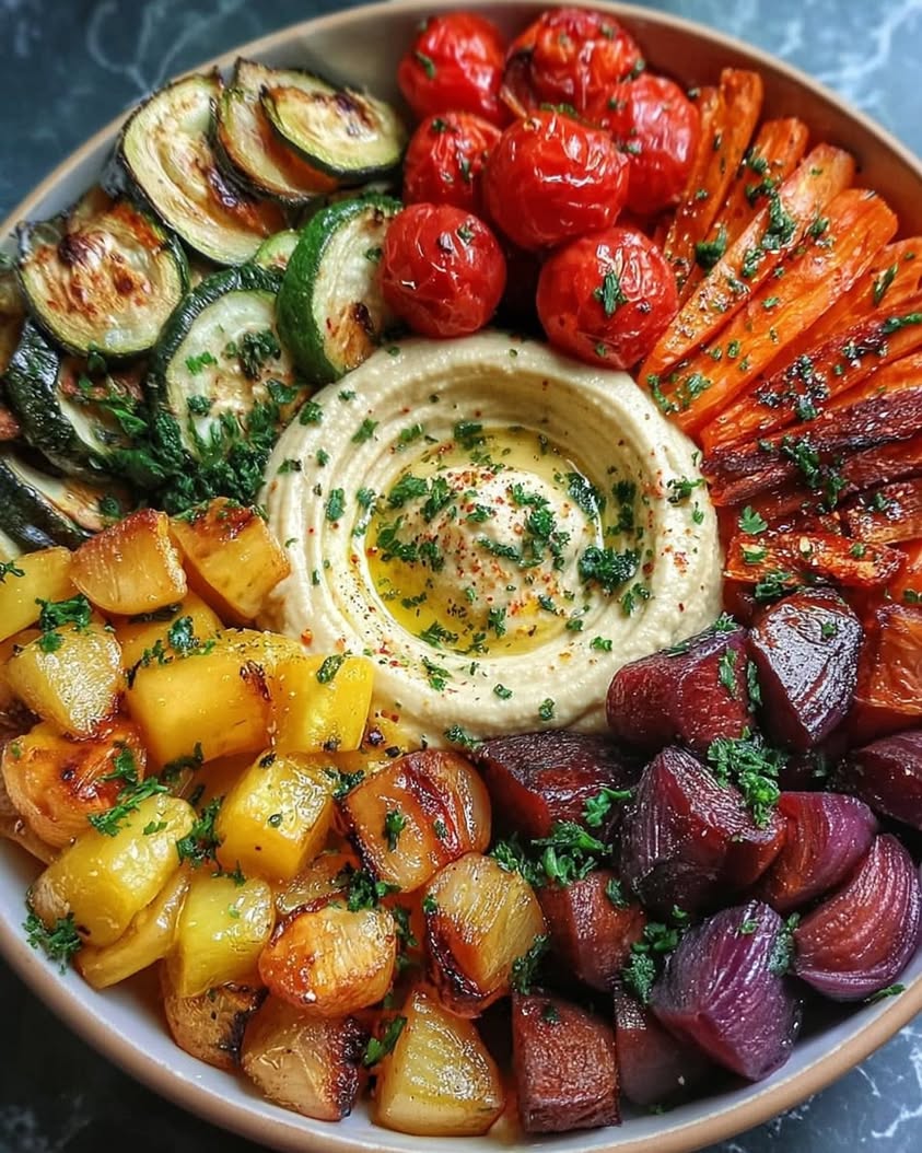 roasted veggie hummus bowl 1