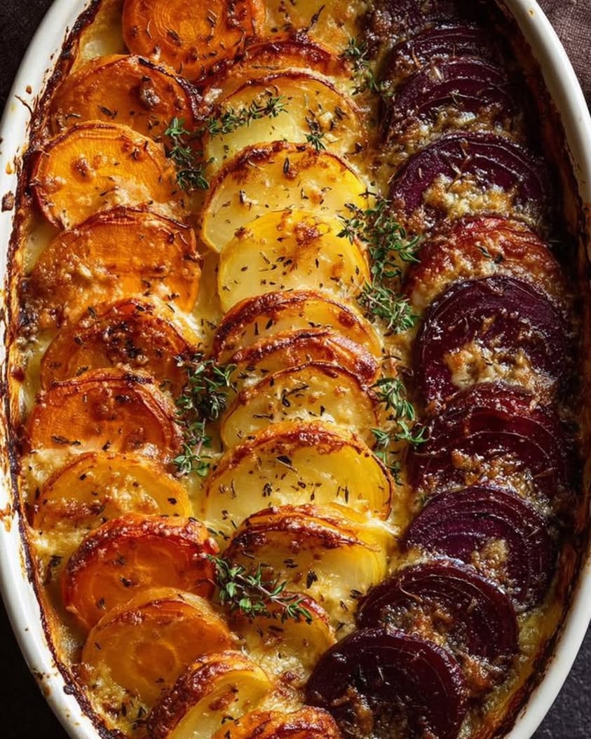 root vegetable gratin sweet potatoes 1