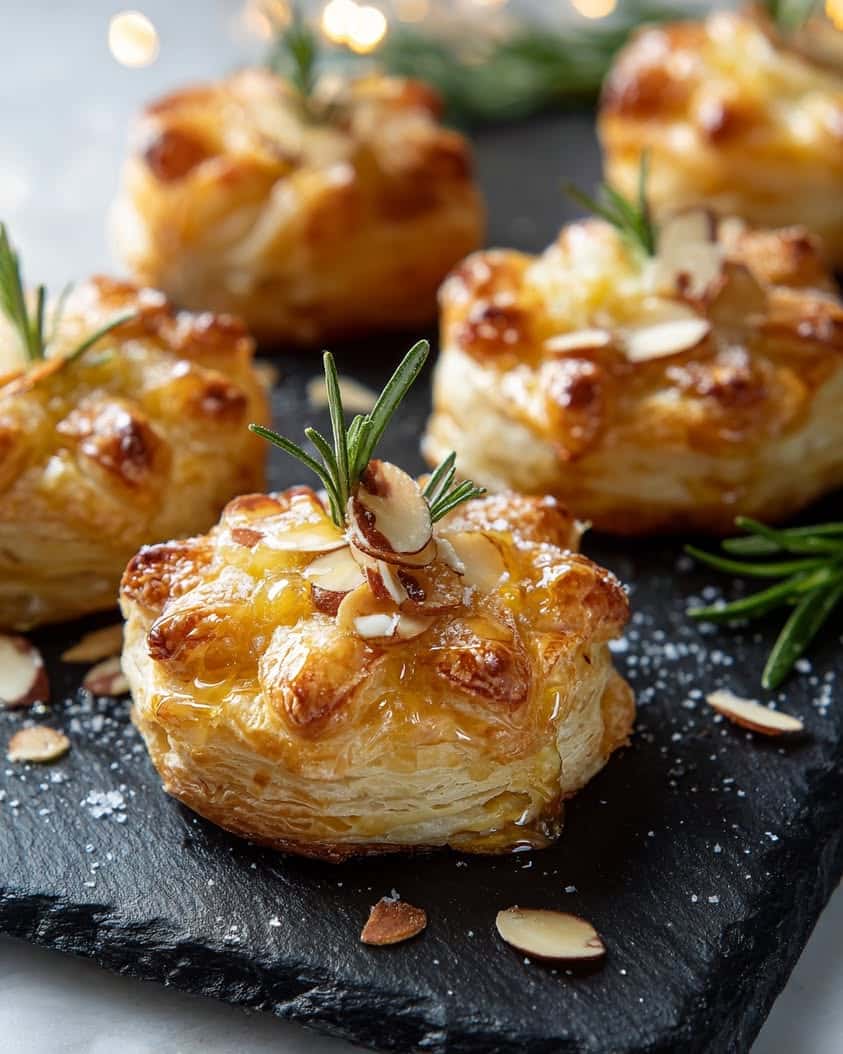 rosemary honey almond brie bites