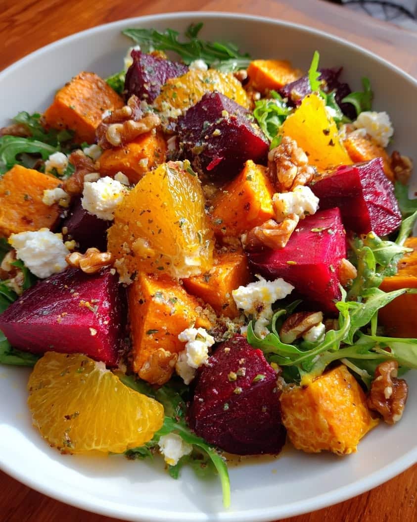 ruby beet golden sweet potato salad