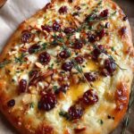 rustic flatbread cranberry glaze almonds