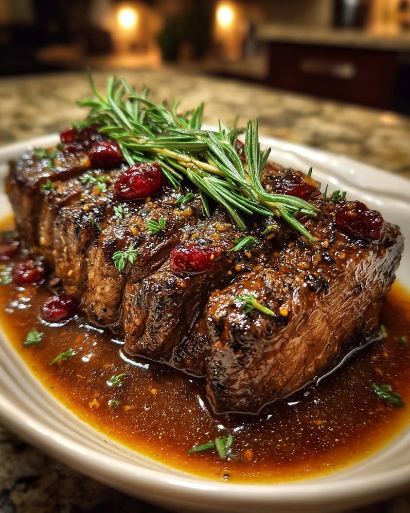 slow braised beef roast cranberry glaze