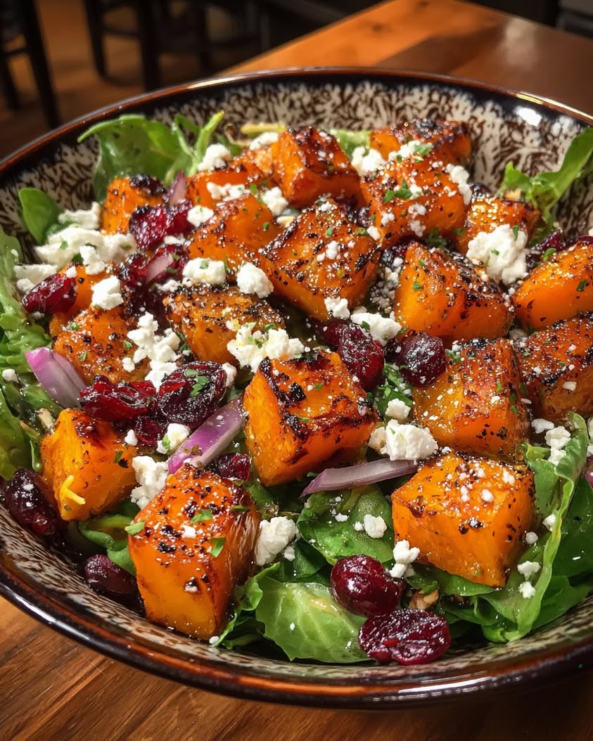 spiced butternut squash cranberry salad