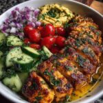 spicy garlic chicken hummus bowl 1