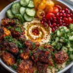 spicy garlic chicken hummus bowl