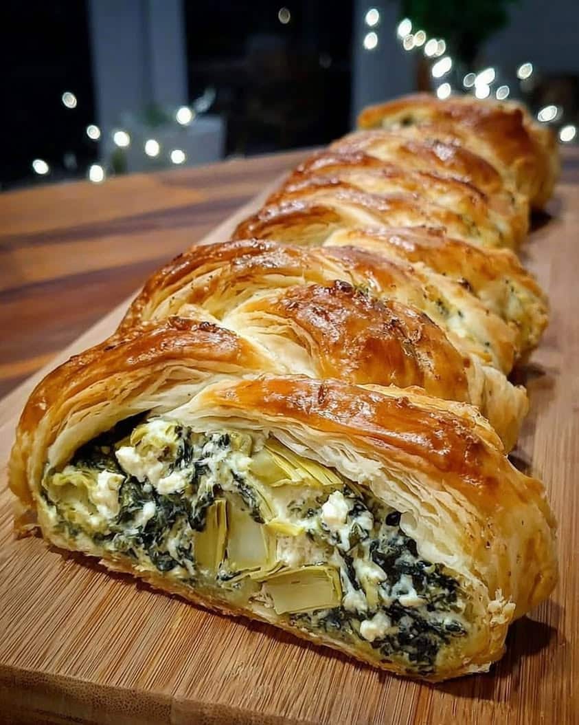 spinach artichoke puff pastry braid 1