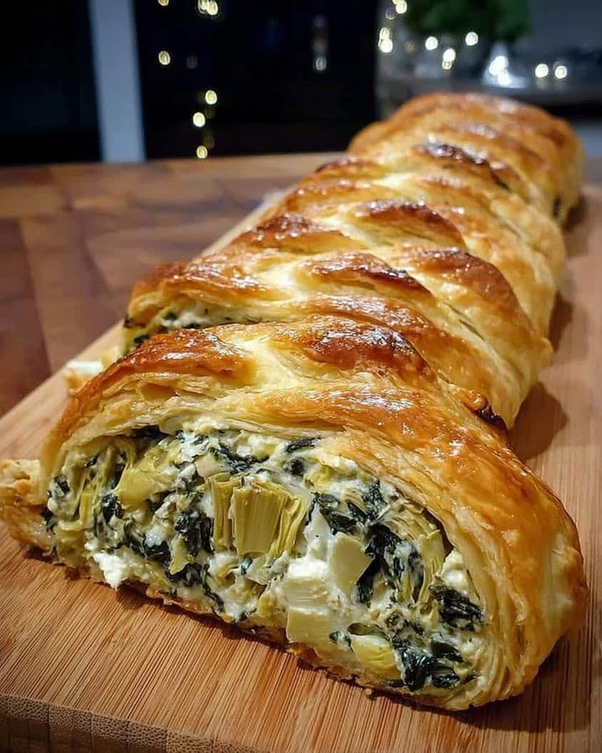 spinach artichoke puff pastry braid