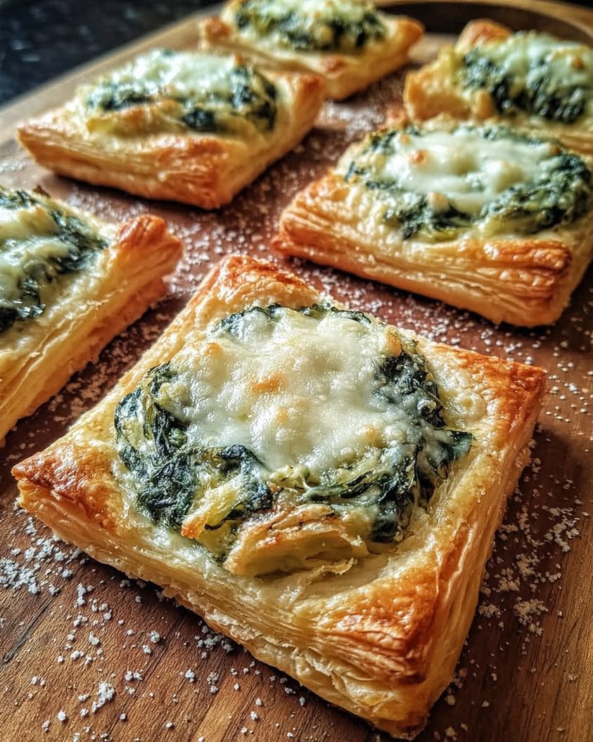 spinach artichoke puff pastry squares