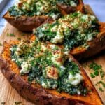 spinach ricotta stuffed sweet potatoes