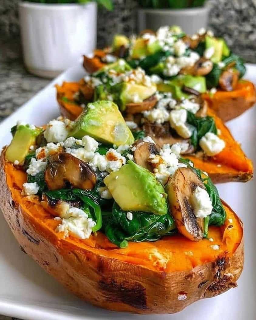 stuffed sweet potatoes spinach feta 2