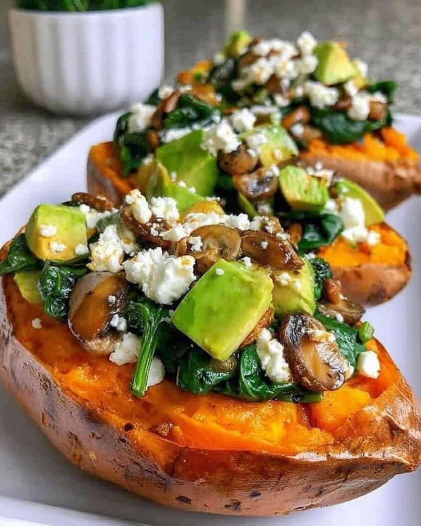stuffed sweet potatoes spinach feta 3