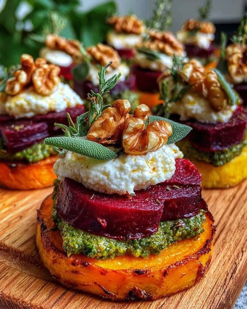 sweet potato beet stacks pesto 1