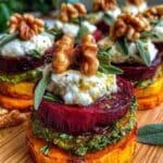 sweet potato beet stacks pesto