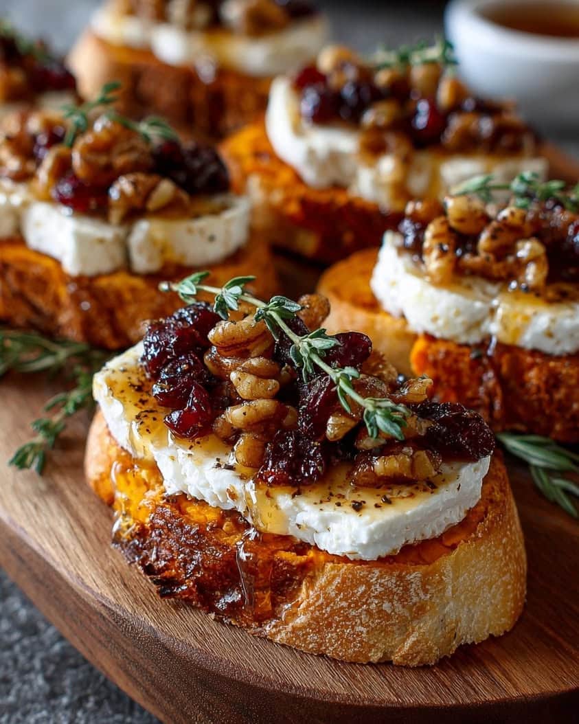 sweet potato brie crostini cranberry