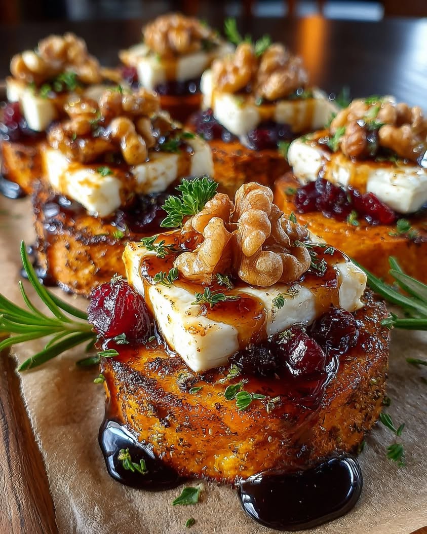 sweet potato brie walnut cranberry glaze