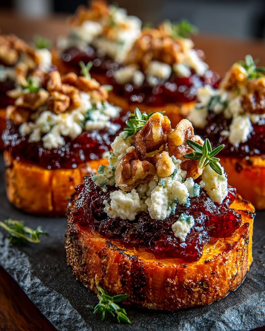 sweet potato cranberry feta crumble