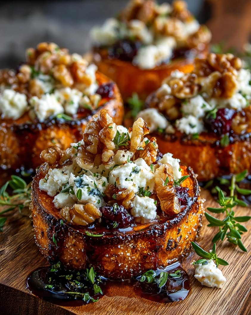 sweet potato feta walnut glaze