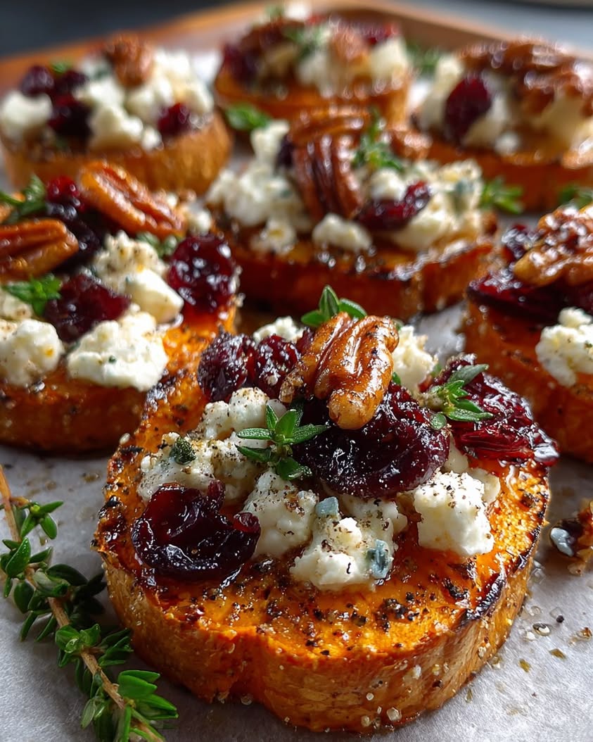 sweet potato goat cheese cranberry pecans