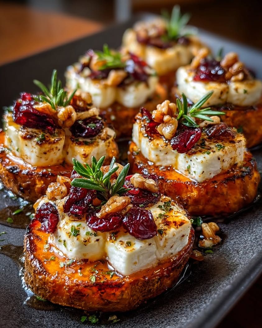 sweet potato rounds brie cranberries
