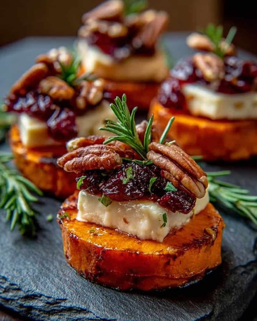 sweet potato rounds brie cranberry 1