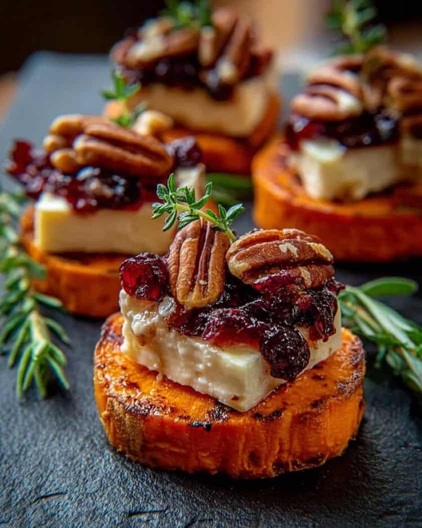sweet potato rounds brie cranberry