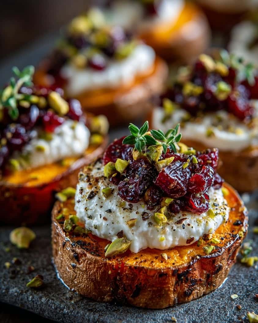 sweet potato rounds burrata cranberry