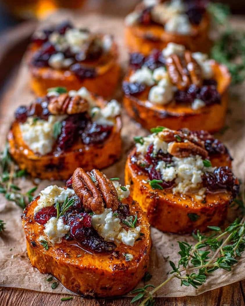 sweet potato rounds feta cranberries