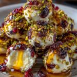 warm cranberry pistachio goat cheese truffles