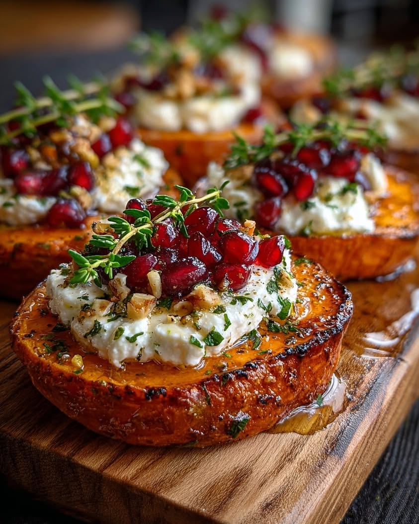 whipped goat cheese pomegranate sweet potato