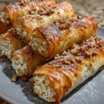 whipped ricotta pear filo cigars