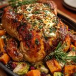 whole roasted turkey with vegetables