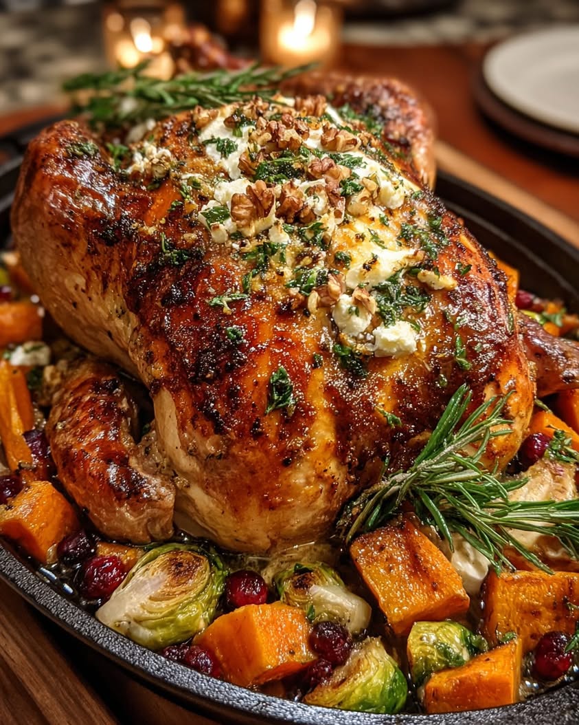 whole roasted turkey with vegetables