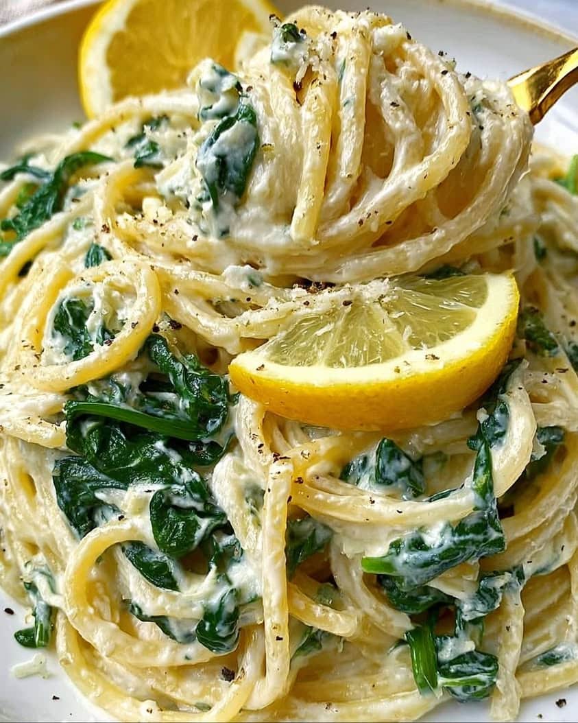 zesty lemon ricotta spinach pasta 1