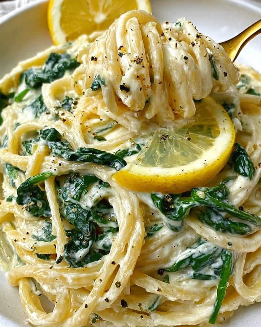 zesty lemon ricotta spinach pasta