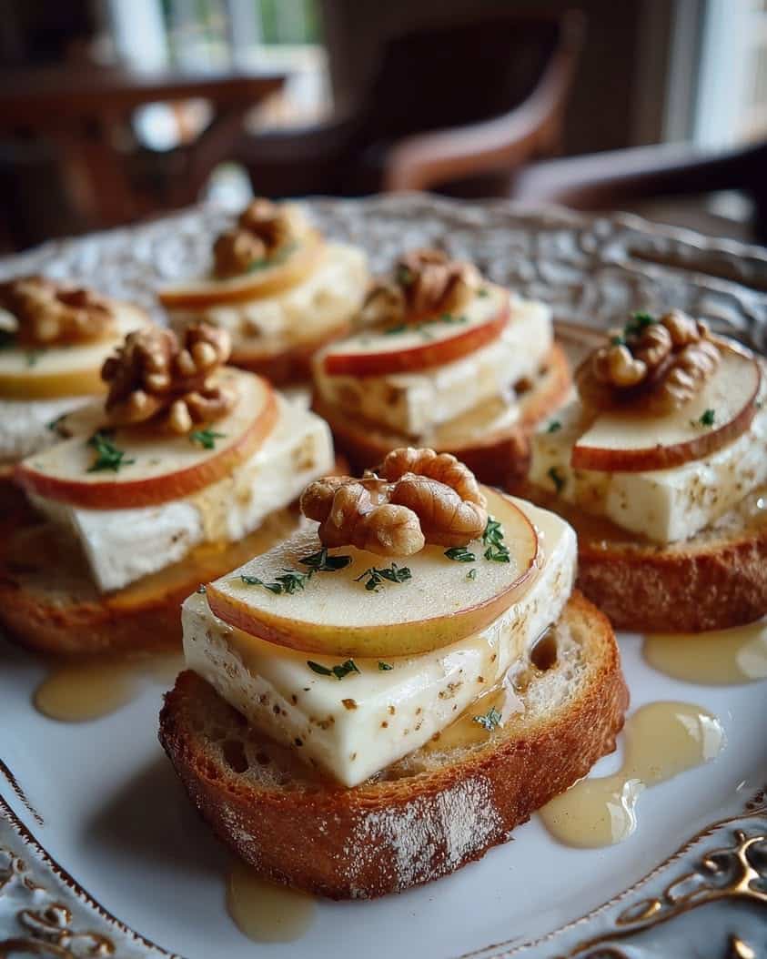 apple brie walnut crostini maple
