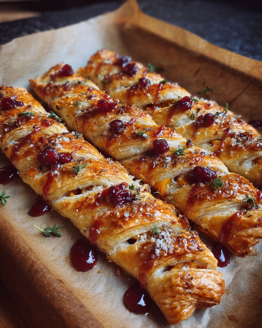 butternut squash brie puff pastry twists