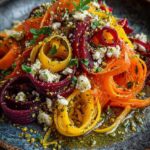 caramelized carrot beet ribbons feta pistachio