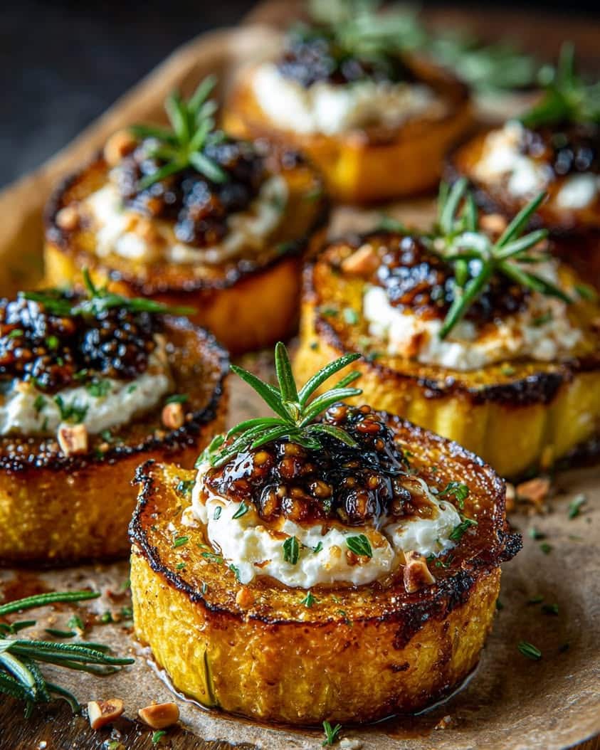 caramelized delicata squash ricotta fig jam