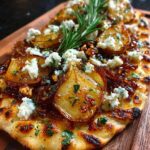 caramelized pear feta flatbread