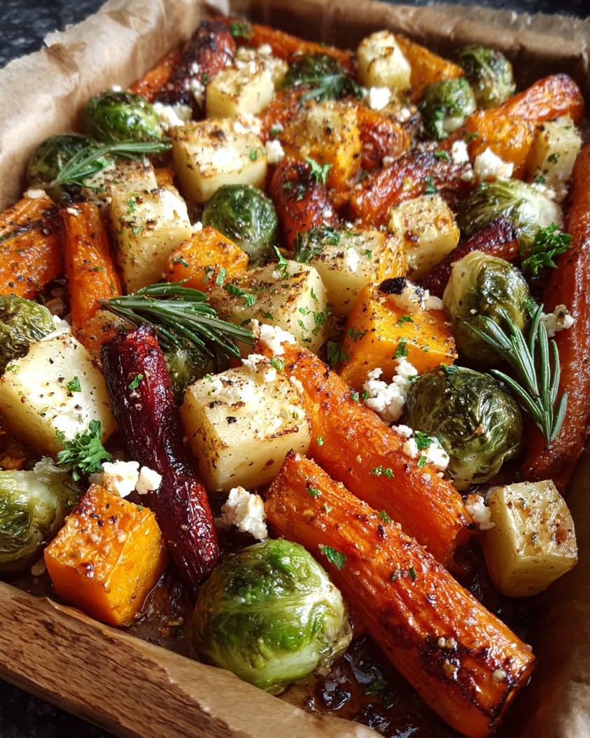 christmas roasted vegetable medley maple feta