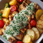 creamy herb chicken roasted veggies