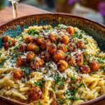 creamy lemon ricotta orzo chickpeas