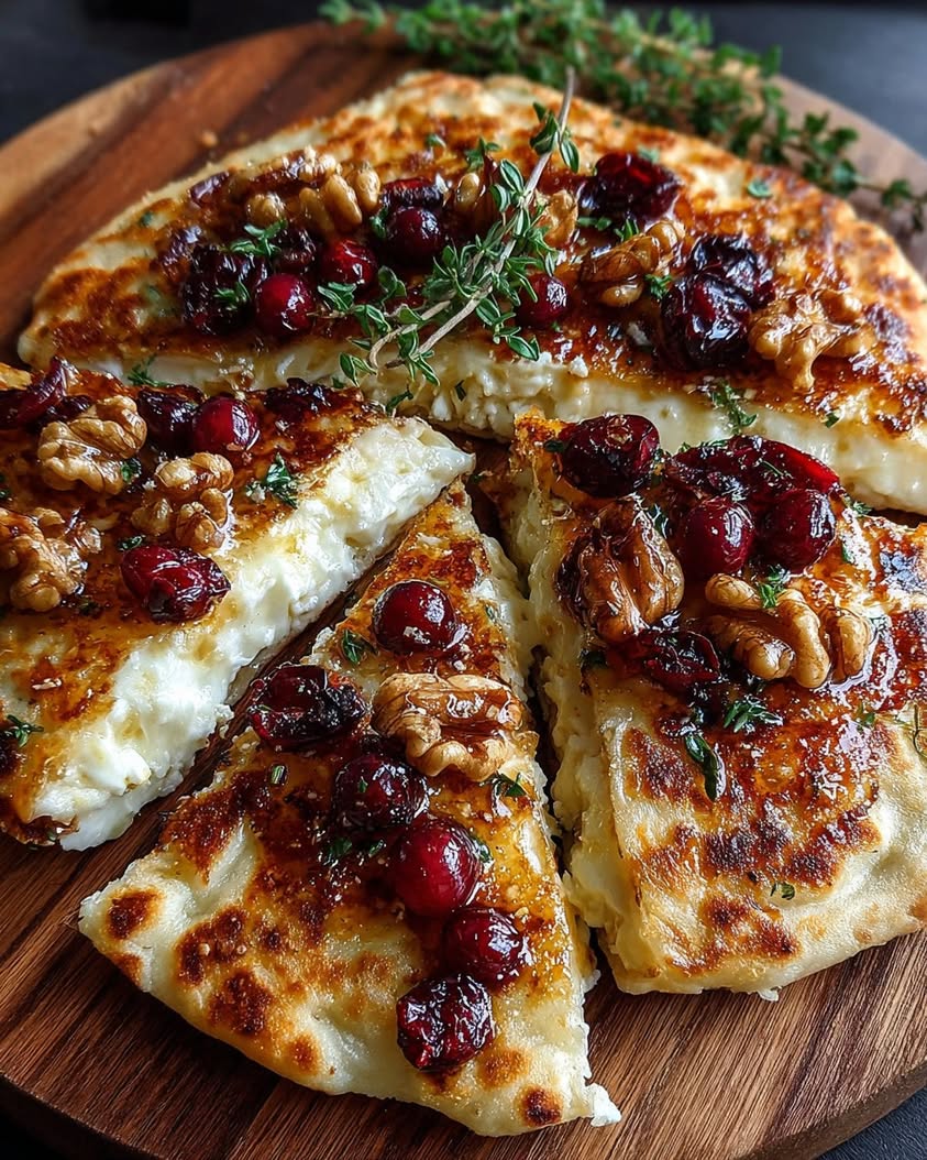 crispy flatbread brie cranberries walnuts