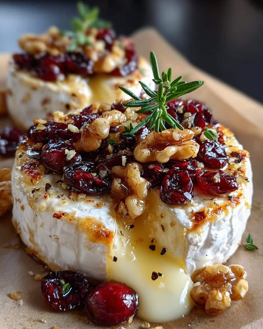 garlic butter brie cranberry walnuts